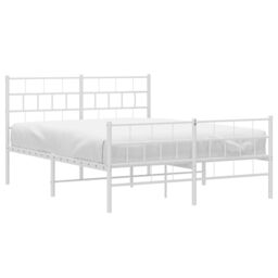 Berkfield Home Metal Bed Frame with Headboard & Footboard White 150x200 cm King Size - thumbnail 3