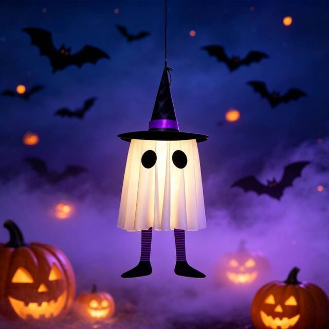 Lovii Halloween Ghost String Lights LED Hanging Ghost Fairy Lights Purple - image 1