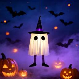 Lovii Halloween Ghost String Lights LED Hanging Ghost Fairy Lights Purple - thumbnail 1