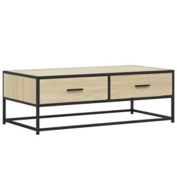 Berkfield Home Coffee Table Sonoma Oak 100x50x35 cm Engineered Wood & Metal in Brown - Size: 100 x 50 x 35 cm - thumbnail 2