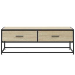 Berkfield Home Coffee Table Sonoma Oak 100x50x35 cm Engineered Wood & Metal in Brown - Size: 100 x 50 x 35 cm - thumbnail 5