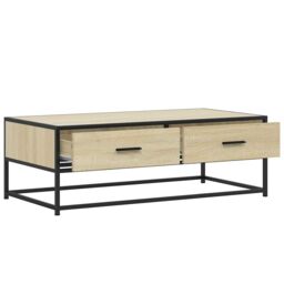 Berkfield Home Coffee Table Sonoma Oak 100x50x35 cm Engineered Wood & Metal in Brown - Size: 100 x 50 x 35 cm - thumbnail 8