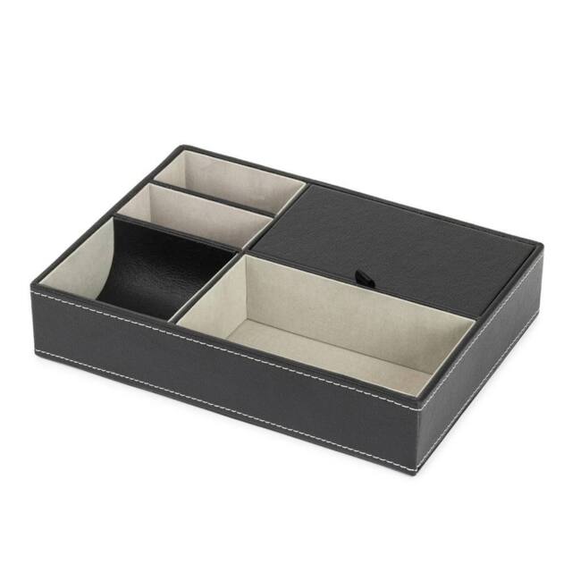 Nordara 5 Compartment Leather Storage Tray Organiser Wallet Jewellery in Black - image 1