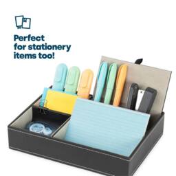 Nordara 5 Compartment Leather Storage Tray Organiser Wallet Jewellery in Black - thumbnail 4