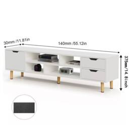 Hinsinc New High Gloss TV Stand Cabinet Entertainment Center-1 Door 4 Shelve 2 Dxoulh in White - thumbnail 2