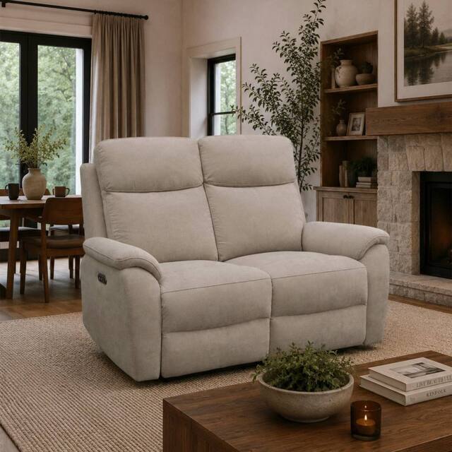 Aspire Richmond 2 Seater Power Recliner Sofa, Chenille Natural - image 1