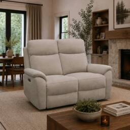 Aspire Richmond 2 Seater Power Recliner Sofa, Chenille Natural - thumbnail 1