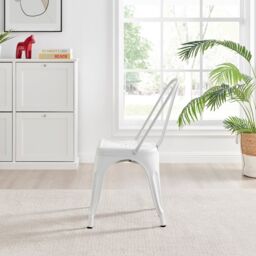 FurnitureboxUK Set of 2 Colton Industrial Steel Stackable Tolix Style Dining Chairs in White - thumbnail 4
