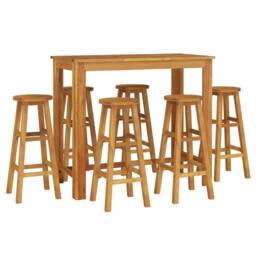 Berkfield Home 7 Piece Garden Bar Set Solid Wood Acacia in Brown - thumbnail 3