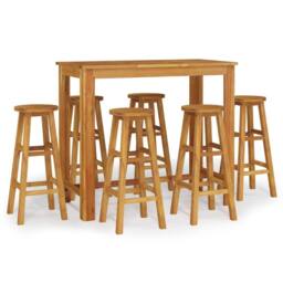 Berkfield Home 7 Piece Garden Bar Set Solid Wood Acacia in Brown - thumbnail 2
