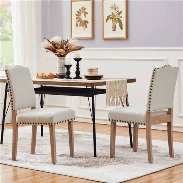 KORVIXA Dining Chairs Modern Upholstered Kitchen Chairs in Beige - Size: 100 cm x 100 cm - image 1