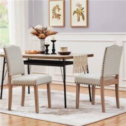 KORVIXA Dining Chairs Modern Upholstered Kitchen Chairs in Beige - Size: 100 cm x 100 cm