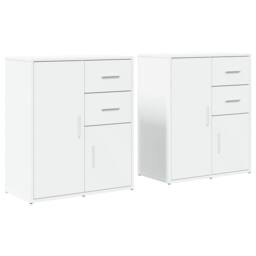Berkfield Home Sideboards 2 pcs White 60x31x70 cm Engineered Wood - Size: 60 x 31 x 70 cm - thumbnail 1