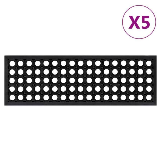 Berkfield Home Stair Treads 5 pcs 25x75 cm Rubber in Black - Size: Medium - image 1