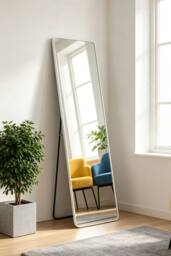 ExtraStar 37 x 147 cm Rectangular Metal-Floor Mirror Full Length​ in White - thumbnail 1