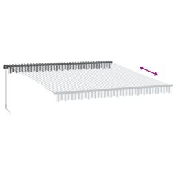 Berkfield Home Manual Retractable Awning Anthracite & White 400x300 cm in Black - thumbnail 5