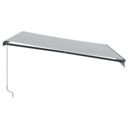 Berkfield Home Manual Retractable Awning Anthracite & White 400x300 cm in Black - thumbnail 4