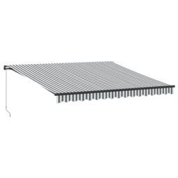 Berkfield Home Manual Retractable Awning Anthracite & White 400x300 cm in Black - thumbnail 2