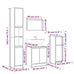 Berkfield Home 4 Piece Bathroom Furniture Set Grey Sonoma Engineered Wood - thumbnail 6