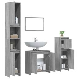 Berkfield Home 4 Piece Bathroom Furniture Set Grey Sonoma Engineered Wood - thumbnail 4