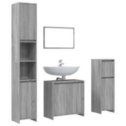 Berkfield Home 4 Piece Bathroom Furniture Set Grey Sonoma Engineered Wood - thumbnail 1