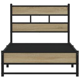 Berkfield Home Metal Bed Frame without Mattress Sonoma Oak 90x200 cm in Brown - thumbnail 4