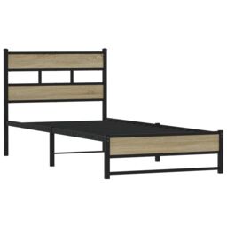 Berkfield Home Metal Bed Frame without Mattress Sonoma Oak 90x200 cm in Brown - thumbnail 3