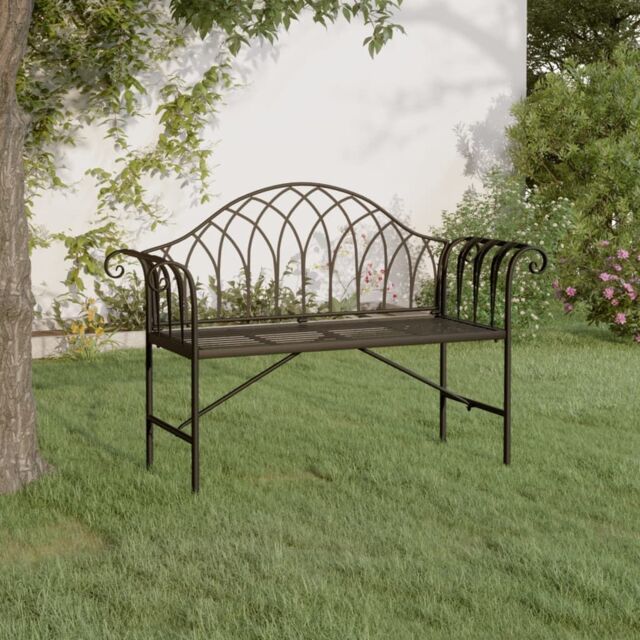 Berkfield Home 2-Seater Garden Bench 128 cm Black Steel - image 1