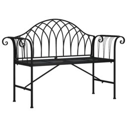 Berkfield Home 2-Seater Garden Bench 128 cm Black Steel - thumbnail 2