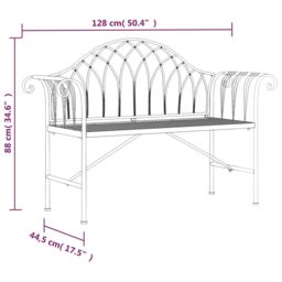 Berkfield Home 2-Seater Garden Bench 128 cm Black Steel - thumbnail 6
