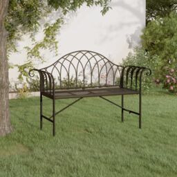 Berkfield Home 2-Seater Garden Bench 128 cm Black Steel - thumbnail 1