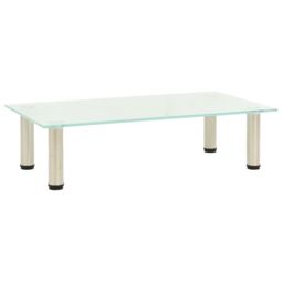 Berkfield Home TV Stand Frosted 60x35x17 cm Tempered Glass in Clear - Size: 60 x 35 x 17 cm