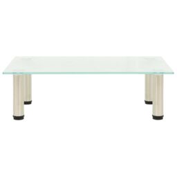 Berkfield Home TV Stand Frosted 60x35x17 cm Tempered Glass in Clear - Size: 60 x 35 x 17 cm - thumbnail 2