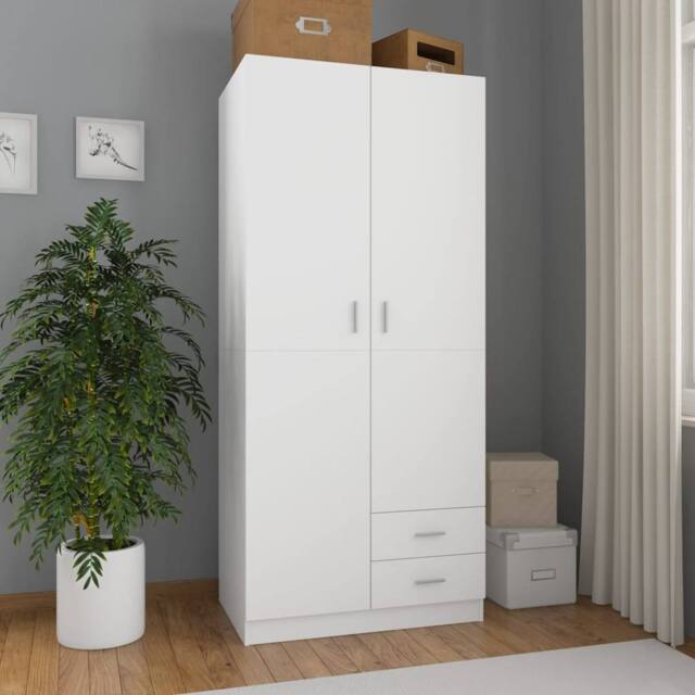 Berkfield Home Wardrobe White 80x52x180 cm Engineered Wood - Size: 80 x 52 x 180 cm - image 1