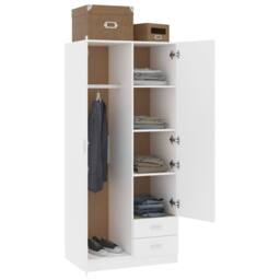 Berkfield Home Wardrobe White 80x52x180 cm Engineered Wood - Size: 80 x 52 x 180 cm - thumbnail 4
