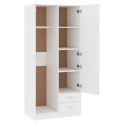 Berkfield Home Wardrobe White 80x52x180 cm Engineered Wood - Size: 80 x 52 x 180 cm - thumbnail 5