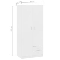 Berkfield Home Wardrobe White 80x52x180 cm Engineered Wood - Size: 80 x 52 x 180 cm - thumbnail 8
