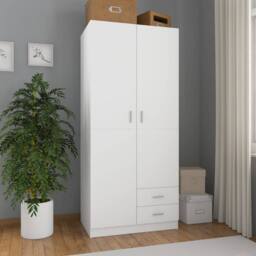 Berkfield Home Wardrobe White 80x52x180 cm Engineered Wood - Size: 80 x 52 x 180 cm