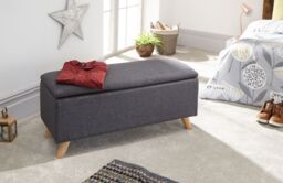 GFW Secreto Fabric Storage Ottoman Bench in Dark Grey - thumbnail 1