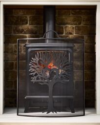 Dibor Traditional Woodland Tree Curved Black Fireplace Guard Fire Screen Fireguard H67cm x W53cm - thumbnail 2