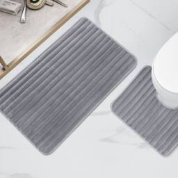 New Edge Blinds Ribbed Bath Mat Set in Charcoal - thumbnail 2