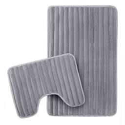New Edge Blinds Ribbed Bath Mat Set in Charcoal - thumbnail 1