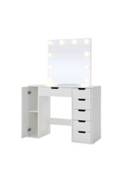 Living and Home Hollywood Dressing Table with LED Lighted Mirror in White - thumbnail 3