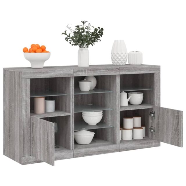 Berkfield Home Sideboard with LED Lights Grey Sonoma 123x37x67 cm - Size: 123 x 37 x 67 cm - image 1
