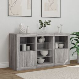 Berkfield Home Sideboard with LED Lights Grey Sonoma 123x37x67 cm - Size: 123 x 37 x 67 cm - thumbnail 3