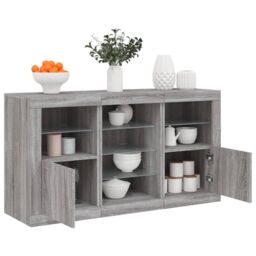 Berkfield Home Sideboard with LED Lights Grey Sonoma 123x37x67 cm - Size: 123 x 37 x 67 cm - thumbnail 1