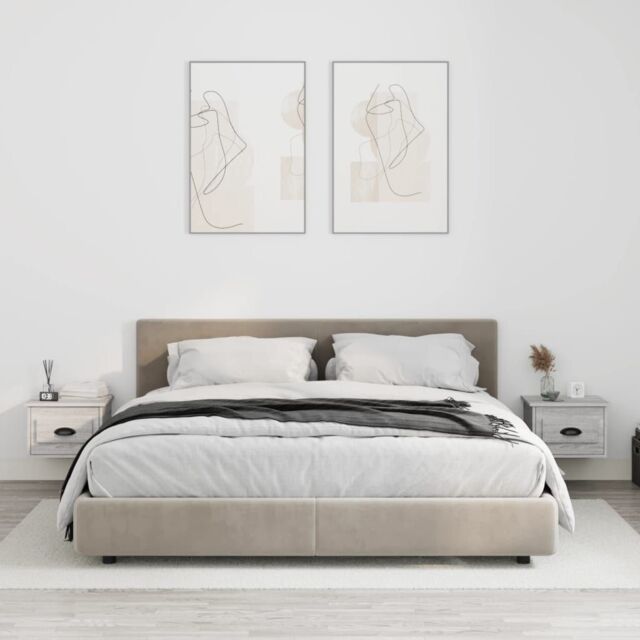Berkfield Home Wall-mounted Bedside Cabinets 2 pcs Grey Sonoma 41.5x36x28cm - Size: 41.5x36x28 cm - image 1
