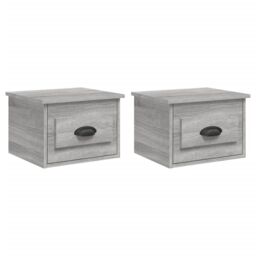 Berkfield Home Wall-mounted Bedside Cabinets 2 pcs Grey Sonoma 41.5x36x28cm - Size: 41.5x36x28 cm - thumbnail 2