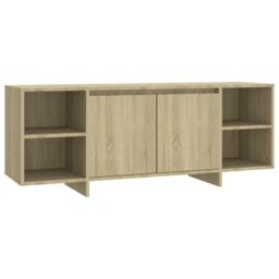 Berkfield Home TV Cabinet Sonoma Oak 130x35x50 cm Engineered Wood in Beige - Size: 130 x 35 x 50 cm - thumbnail 2