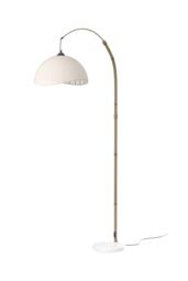 H&O Direct E27 1-Light Fabric Lampshade Floor Lamp with Foot Switch in White - thumbnail 4